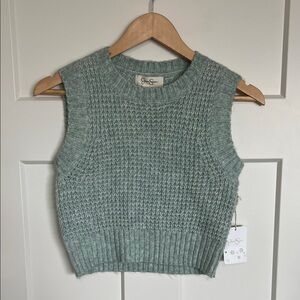 Jessica Simpson Mint Green Cable Knit Vest